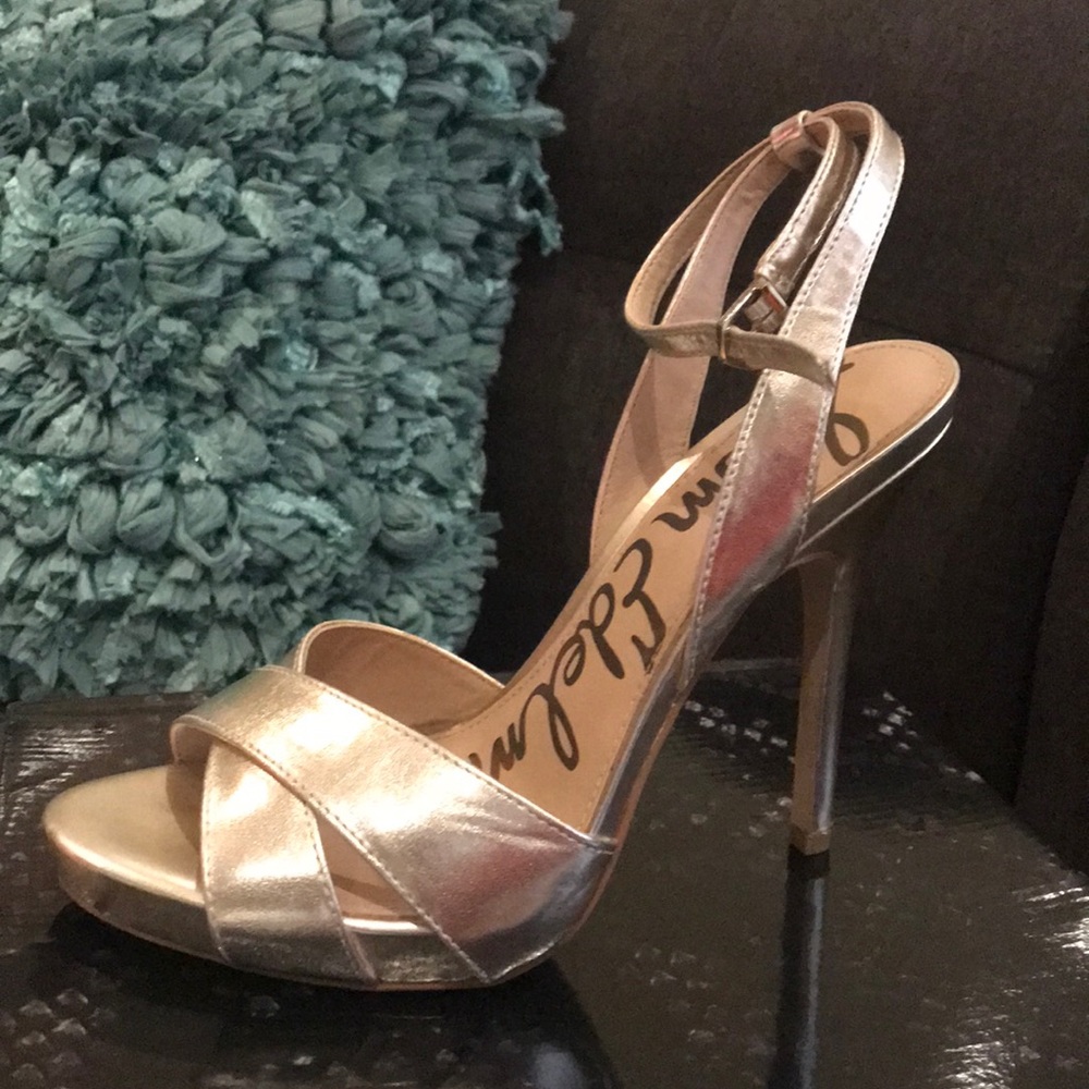 Sam Edelman Metallic Silver Strappy Heels